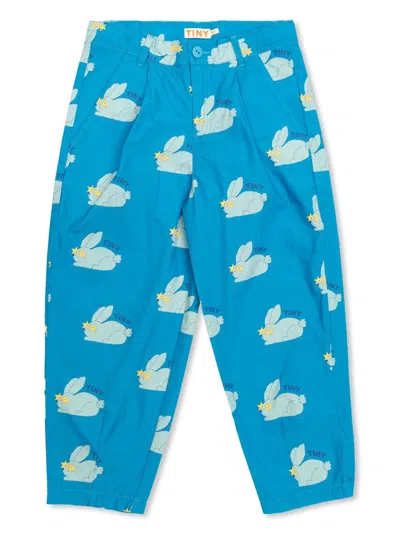 Tiny Cottons Kids' Rabbit Mofit Pleated Trousers In Blue