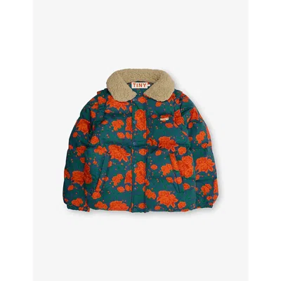 Tiny Cottons Kids' Rose-print Detachable-sleeve Cotton Shell Coat 2-10 Years Light Navy