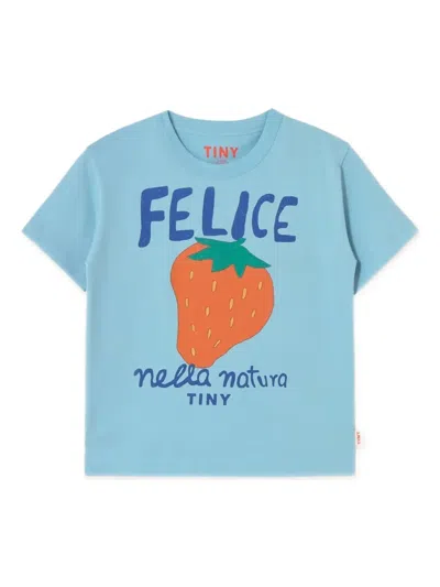 Tiny Cottons Kids' Strawberry Print T-shirt In Blue