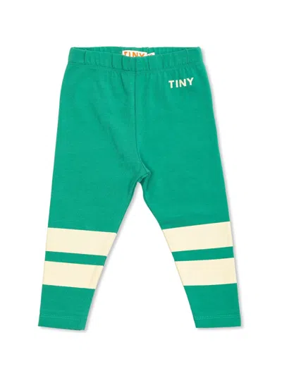 Tiny Cottons Babies' Stripe Detail Cotton Leggings In 绿色
