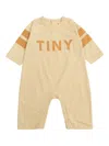 Tiny Cottons Stripe-detail Organic-cotton Romper In Neutral