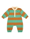 Tiny Cottons Stripe Polo-neck Jumpsuit In Green