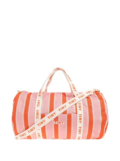 Tiny Cottons Kids' Striped Cotton Duffel Bag In Pink