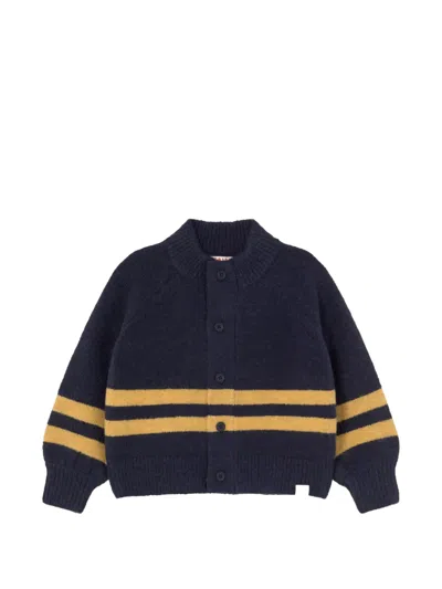 Tiny Cottons Kids' Striped-detail Cardigan In Blue