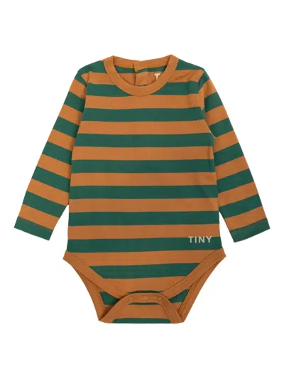 Tiny Cottons Babies' Striped Long-sleeved Bodie In Green