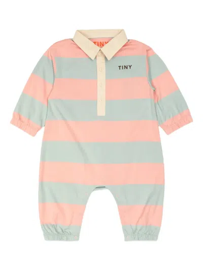 Tiny Cottons Babies' Striped Polo-neck Jumpsuit In Neutral