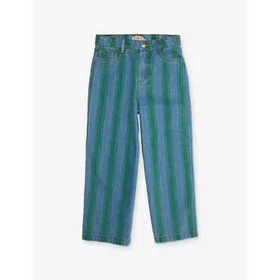 Tiny Cottons Kids' Striped Straight-leg Denim Jeans 2-10 Years Denim Medium Wash 2