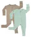 Tiny Knot Co. Baby Boys And Girls 2-pack Convertible 2 Way Zippered Footed Coveralls In Hazy,canyon