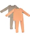 Tiny Knot Co. Baby Boys And Girls 4-piece Long Sleeve Pajama Set In Apricute,canyon