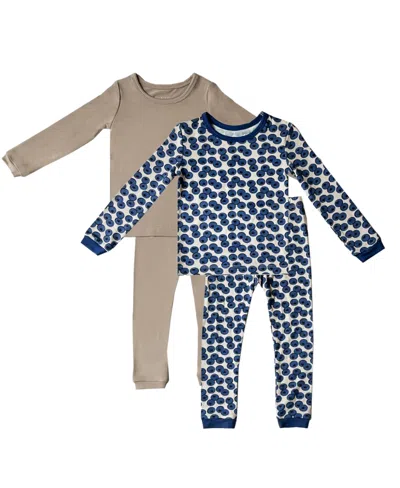 Tiny Knot Co. Baby Boys And Girls 4-piece Long Sleeve Pajama Set In Bloobs,canyon
