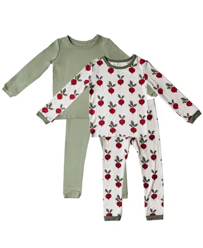 Tiny Knot Co. Baby Boys And Girls 4-piece Long Sleeve Pajama Set In Harvest,sage