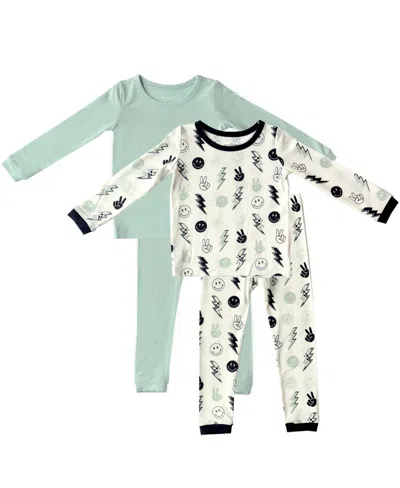 Tiny Knot Co. Baby Boys And Girls 4-piece Long Sleeve Pajama Set In Rad,hazy