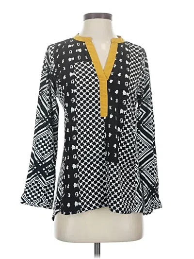 Pre-owned Tiny Long Sleeve Top Black Plunge Neckline Tops