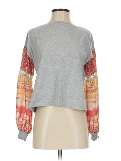 Pre-owned Tiny Long Sleeve Top Gray Mock Neckline Tops