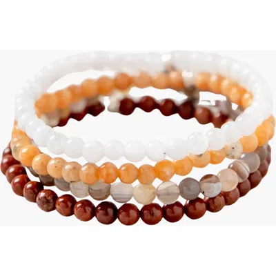 Tiny Rituals Cancer Bracelet Set In White/red/orange