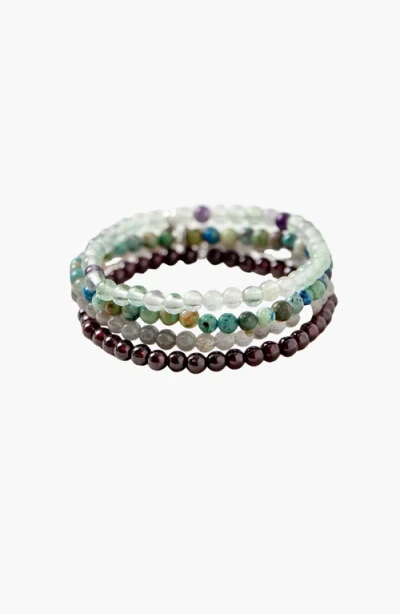Tiny Rituals Capricorn Bracelet Set In Gray/burgundy/green