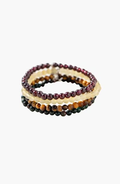 Tiny Rituals Leo Bracelet Set In Green/brown/yellow