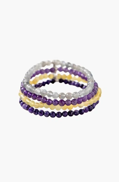 Tiny Rituals Sagittarius Bracelet Set In Purple/gray/yellow