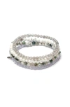 Tiny Rituals Serene & Stress Free Gemstone Bracelet Pack In Light Blue Serenity