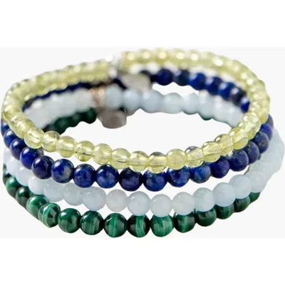 Tiny Rituals Taurus Bracelet Set In Green/blue/yellow