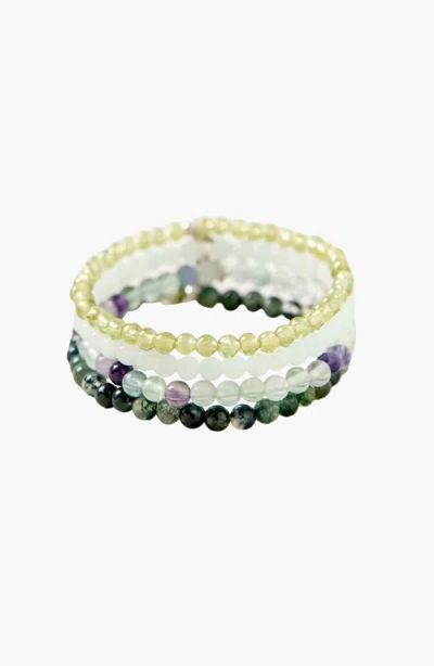 Tiny Rituals Virgo Bracelet Set In Green/white/purple
