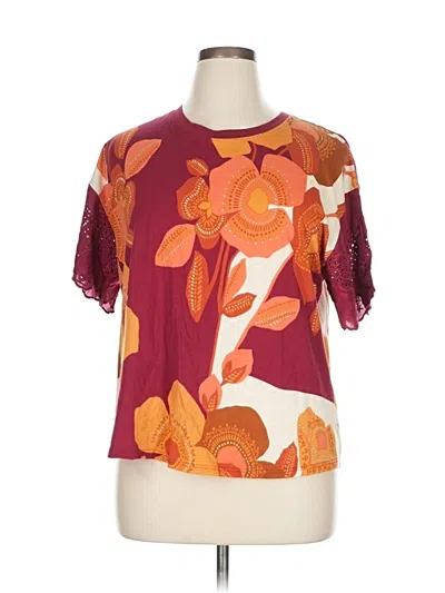 Pre-owned Tiny Short Sleeve Blouse In Burgundy