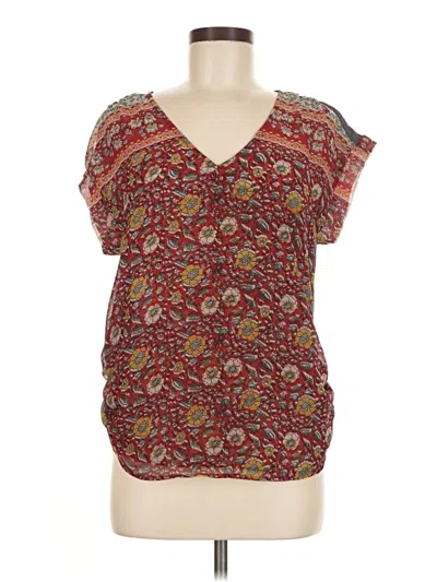 Pre-owned Tiny Short Sleeve Blouse In Burgundy