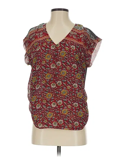 Pre-owned Tiny Short Sleeve Blouse In Burgundy