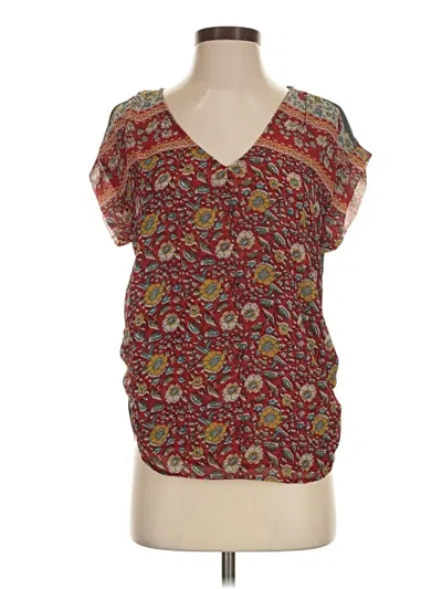 Pre-owned Tiny Short Sleeve Blouse In Burgundy