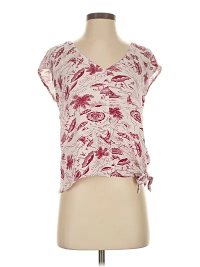 Pre-owned Tiny Short Sleeve Top Burgundy Sweetheart Neckline Tops