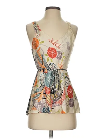 Pre-owned Tiny Sleeveless Silk Top Ivory Halter Neckline Tops