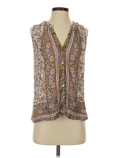 Pre-owned Tiny Tank Top Brown Plunge Neckline Tops