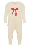 Tiny Tribe Bow Stretch Cotton Graphic Romper In Neutral