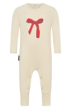 Tiny Tribe Bow Stretch Cotton Graphic Romper In White
