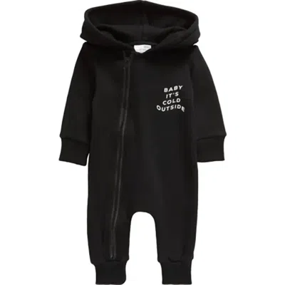 Tiny Tribe Kids' Boy's Long Sleeve Baby It's Cold Hooded Romper In Black