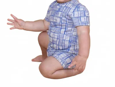 Tiny Tribe Kids' Boys' Sketched Check Romper In Blue