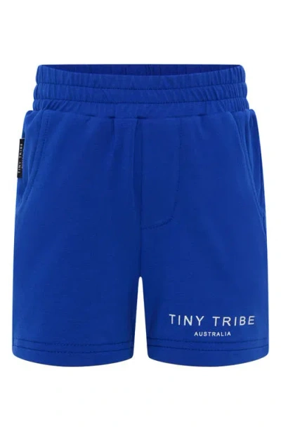 Tiny Tribe Babies'  Core Cotton Knit Shorts In Blue