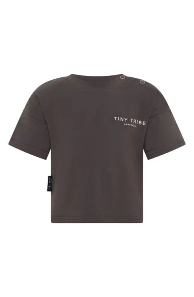 Tiny Tribe Babies'  Core Cotton T-shirt In Charcoal