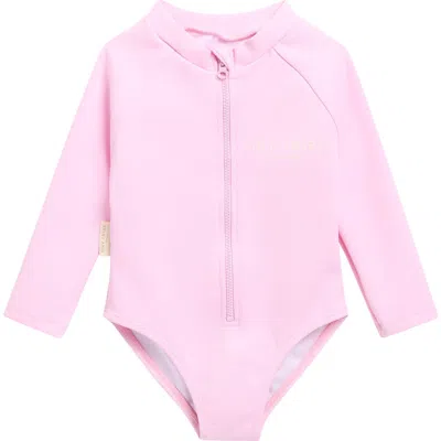 Tiny Tribe Babies'  Core Diving Long Sleeve One-piece Swimsuit In Pink