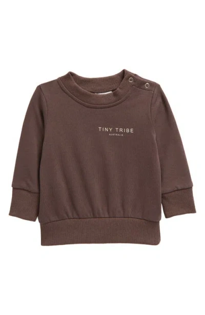 Tiny Tribe Babies'  Core Signature Crewneck Sweatshirt In Iron