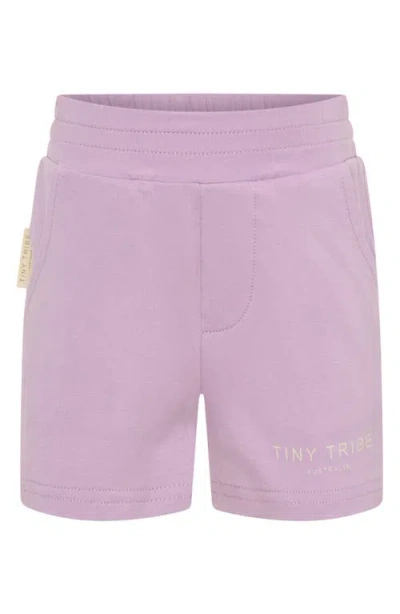 Tiny Tribe Babies'  Core Stretch Cotton Shorts In Purple