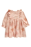 Tiny Tribe Floral Frill Long Sleeve Dress In Blush