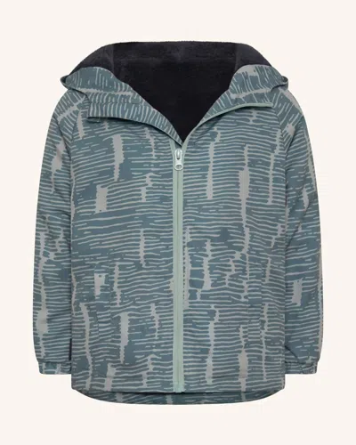 Tiny Tribe Kid's Broken Stripes Wind Breaker In Sage In Blue