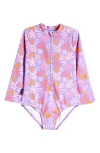 TINY TRIBE KIDS' ABSTRACT SHAPE LONG SLEEVE ONE-PIECE SWIMSUIT