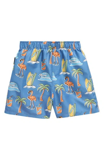 Tiny Tribe Kids' Beach Elements Volley Swim Trunks In Electric Blue