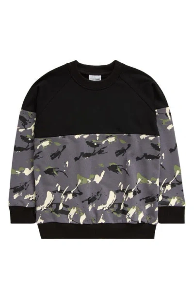 Tiny Tribe Kids' Camouflage Sweatshirt In Grey Multi