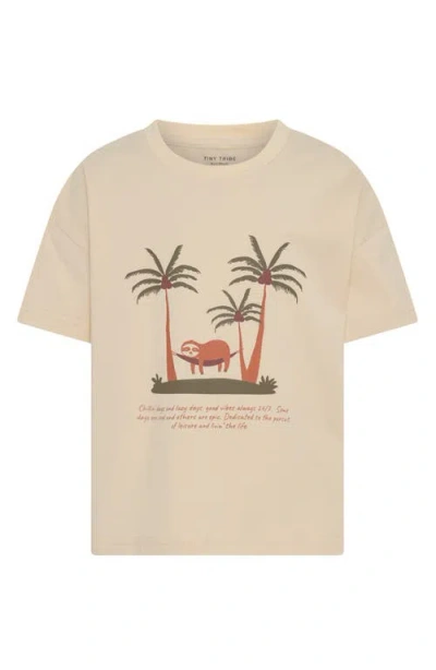 Tiny Tribe Kids' Chillin' Graphic T-shirt In Neutral