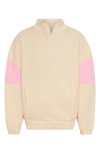 Tiny Tribe Kids' Colorblock Cotton Graphic Half Zip Sweatshirt In Neutral