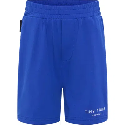 Tiny Tribe Kids' Core Cotton Knit Shorts In Blue