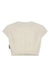 Tiny Tribe Kids' Cotton & Linen Elastic Waist Crop Top In White